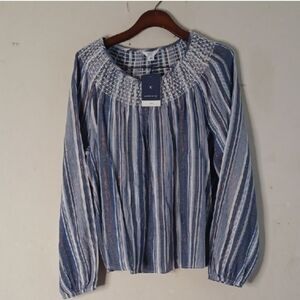 Striped Blue and White Women's Top